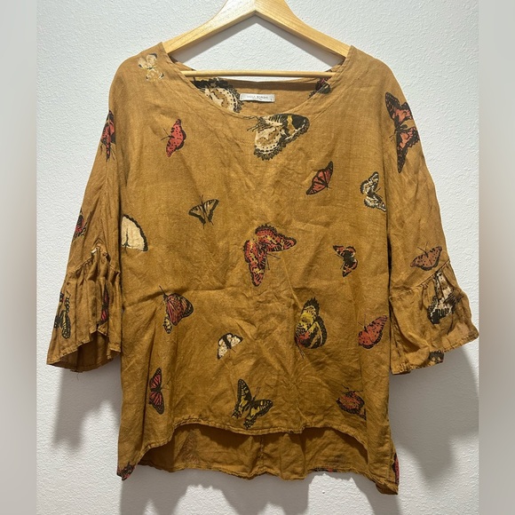 Viola Borghi Linen Butterfly Blouse Size L - Picture 1 of 4